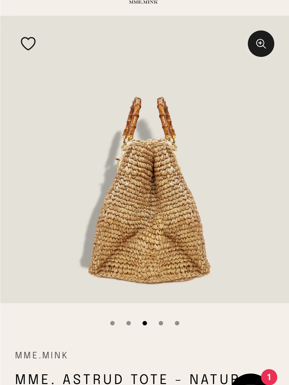 MME Astrud Tote - Natural Straw Tote with Bamboo-Accent Handles - Picture 3 of 13